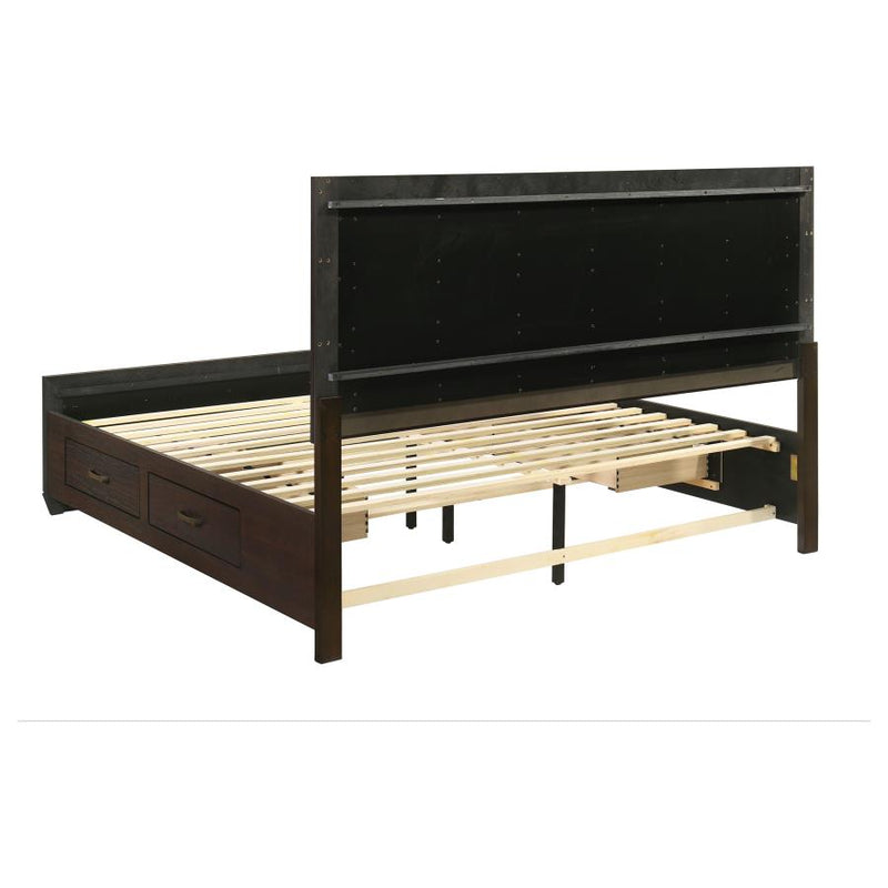 Kauffman Wood Eastern King Storage Panel Bed Dark Cocoa-zoom-