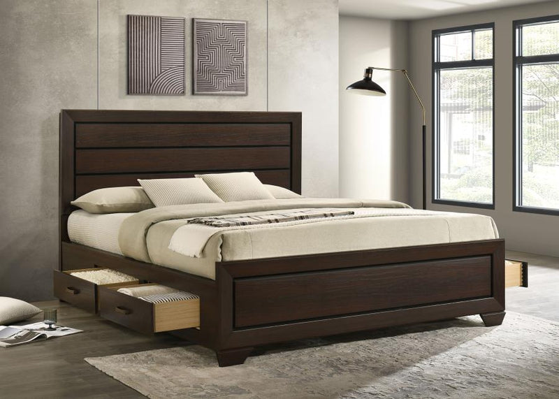 Kauffman Wood California King Storage Panel Bed Dark Cocoa-zoom-
