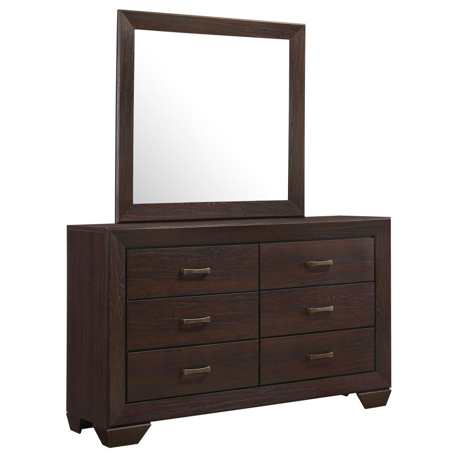 Kauffman 6-drawer Dresser with Mirror Dark Cocoa-1