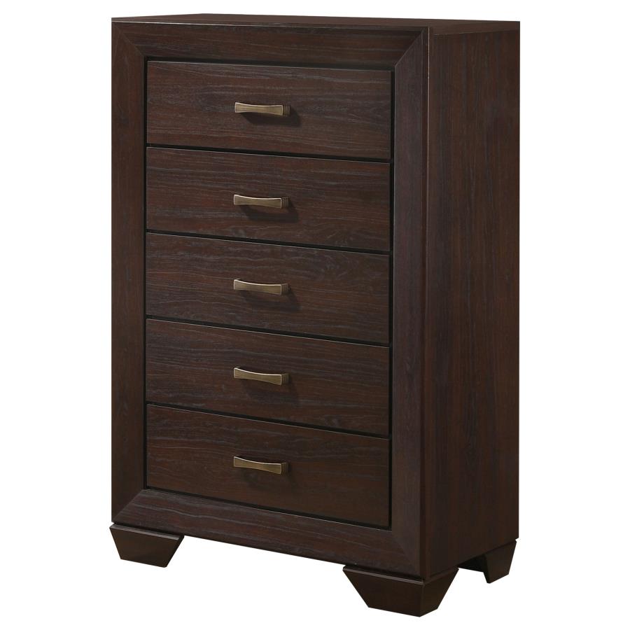 Kauffman 5-drawer Bedroom Chest Dark Cocoa-zoom-4