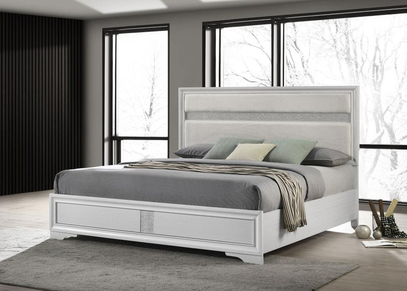 Miranda 54-inch Upholstered Eastern King Panel Bed White-zoom-
