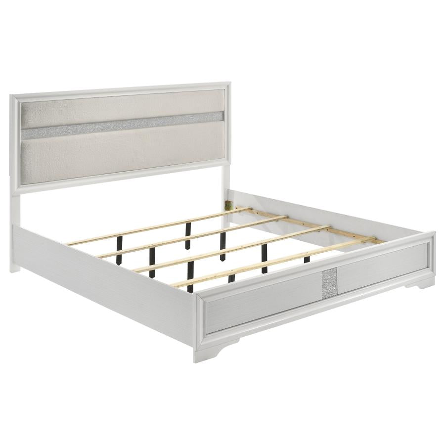 Miranda 54-inch Upholstered Eastern King Panel Bed White-1