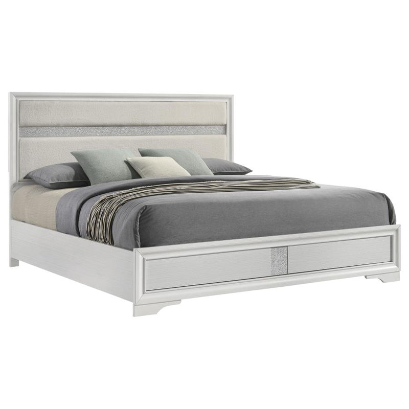 Miranda 54-inch Upholstered Eastern King Panel Bed White-zoom-