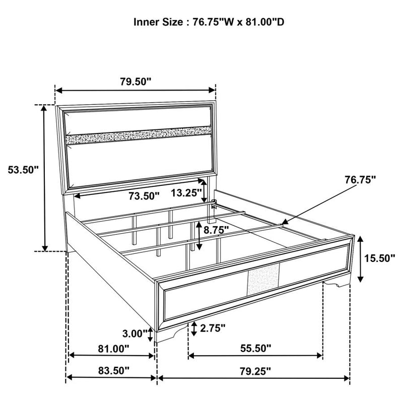 Miranda 54-inch Upholstered Eastern King Panel Bed White-zoom-