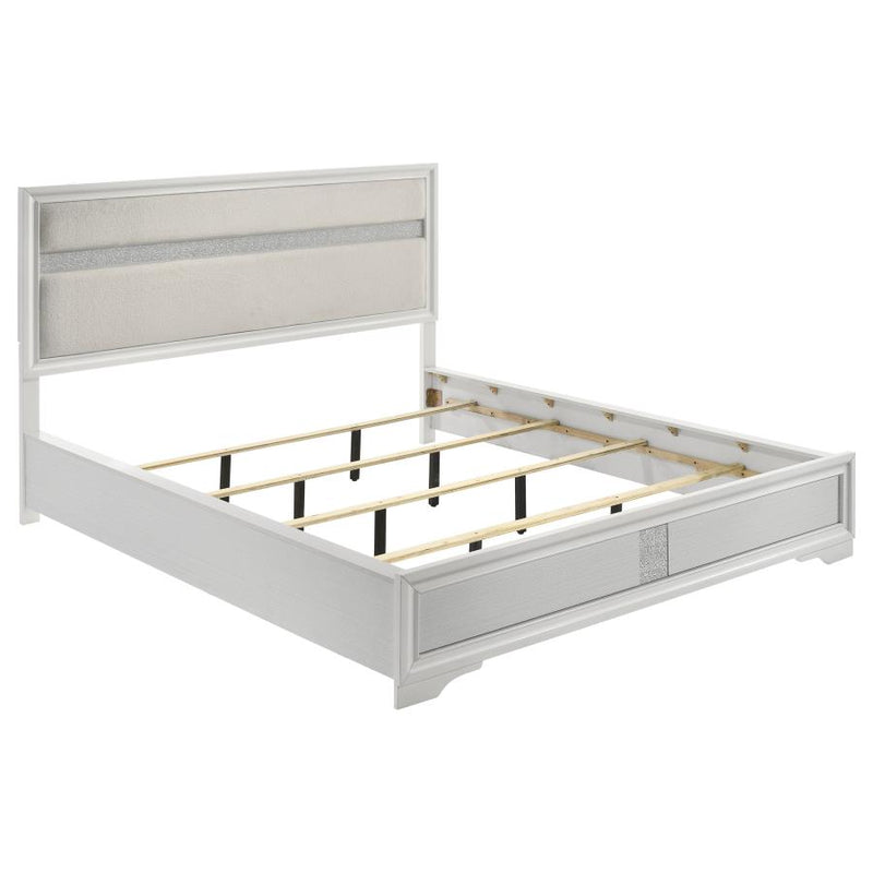 Miranda 54-inch Upholstered California King Panel Bed White-zoom-