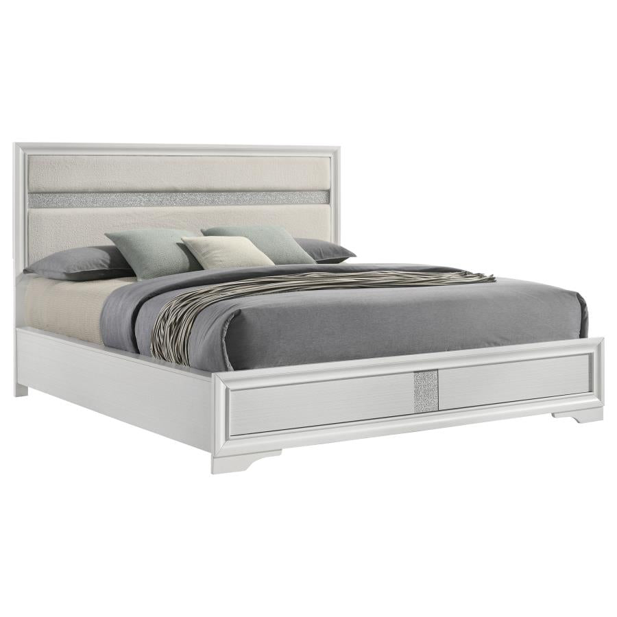 Miranda 54-inch Upholstered California King Panel Bed White-zoom-3