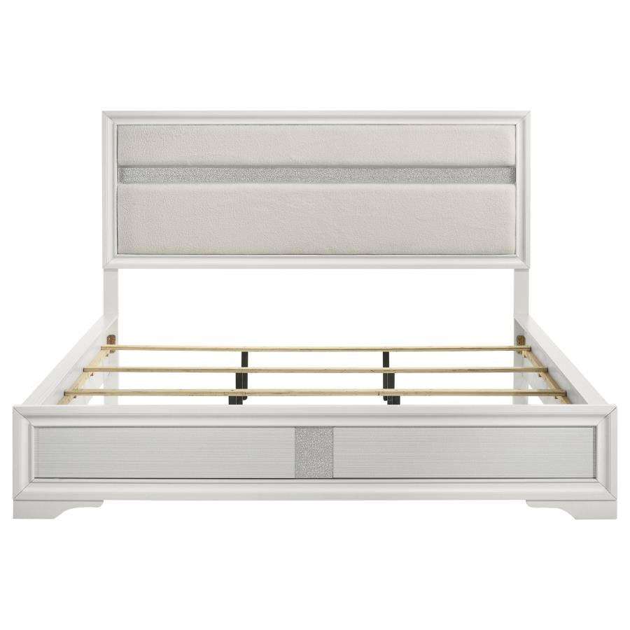 Miranda 54-inch Upholstered California King Panel Bed White-zoom-4