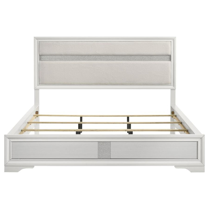 Miranda 54-inch Upholstered California King Panel Bed White-zoom-