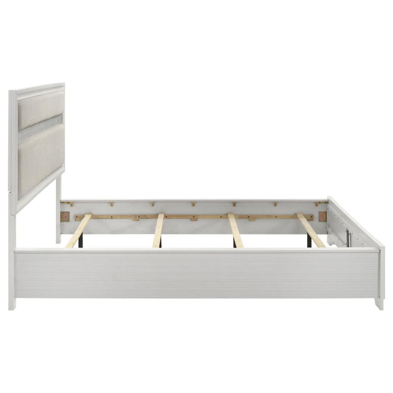 Miranda 54-inch Upholstered California King Panel Bed White-zoom-