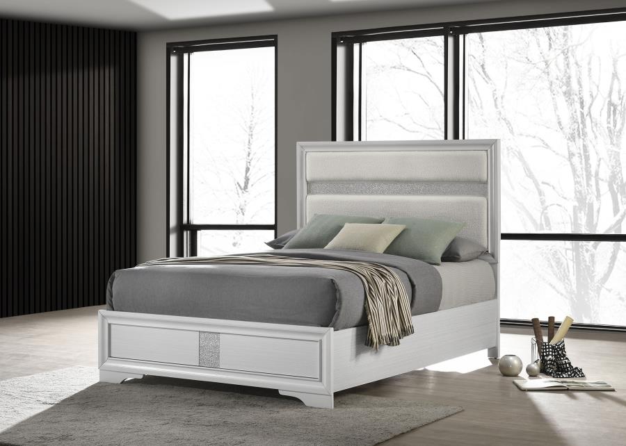 Miranda 54-inch Upholstered Queen Panel Bed White-zoom-2