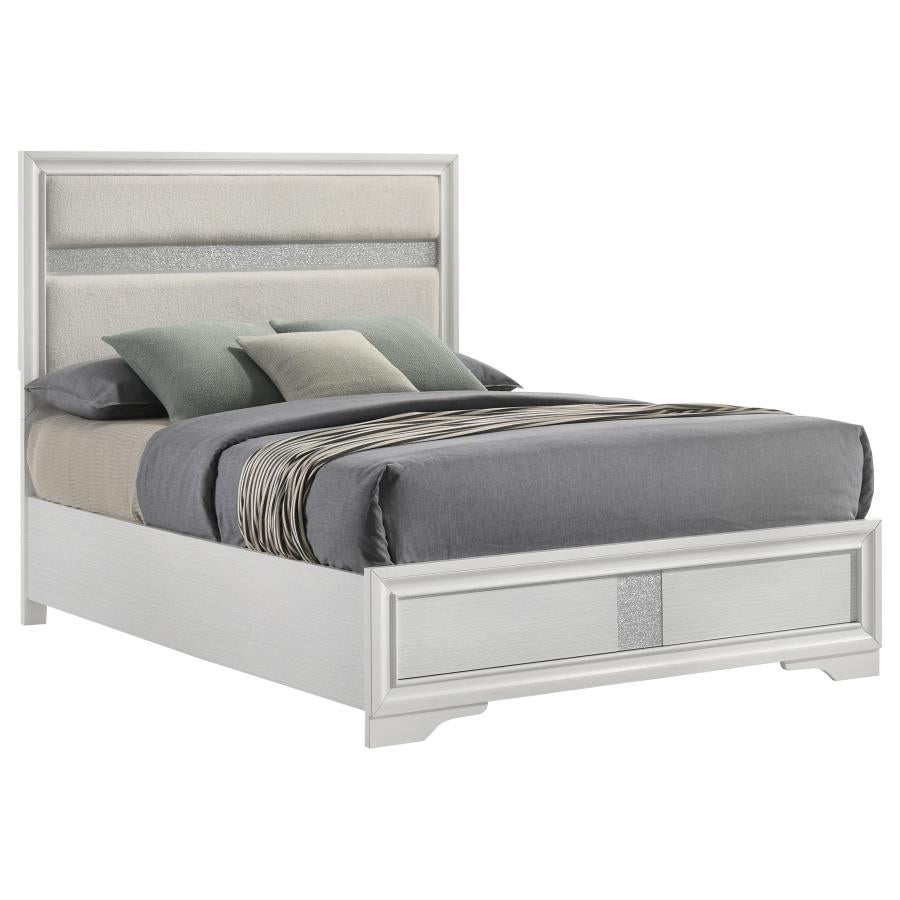 Miranda 54-inch Upholstered Queen Panel Bed White-zoom-3