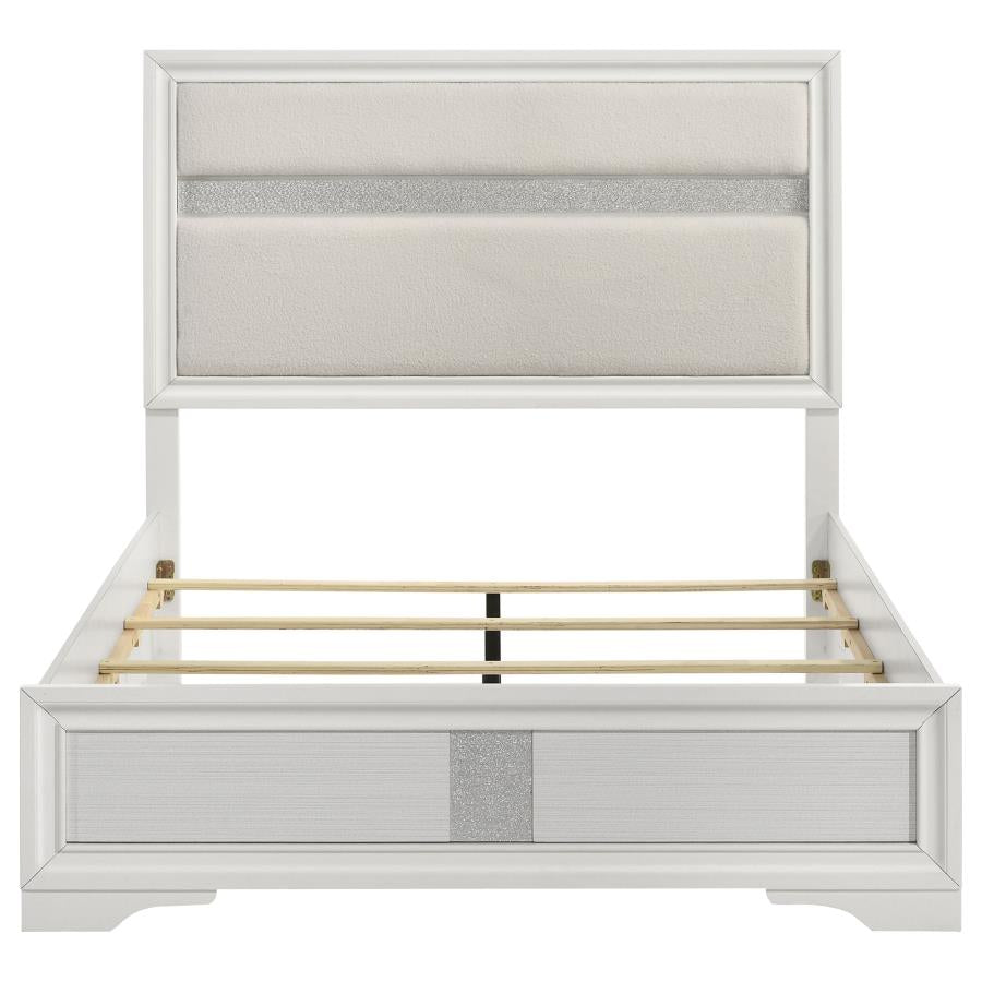 Miranda 54-inch Upholstered Queen Panel Bed White-4