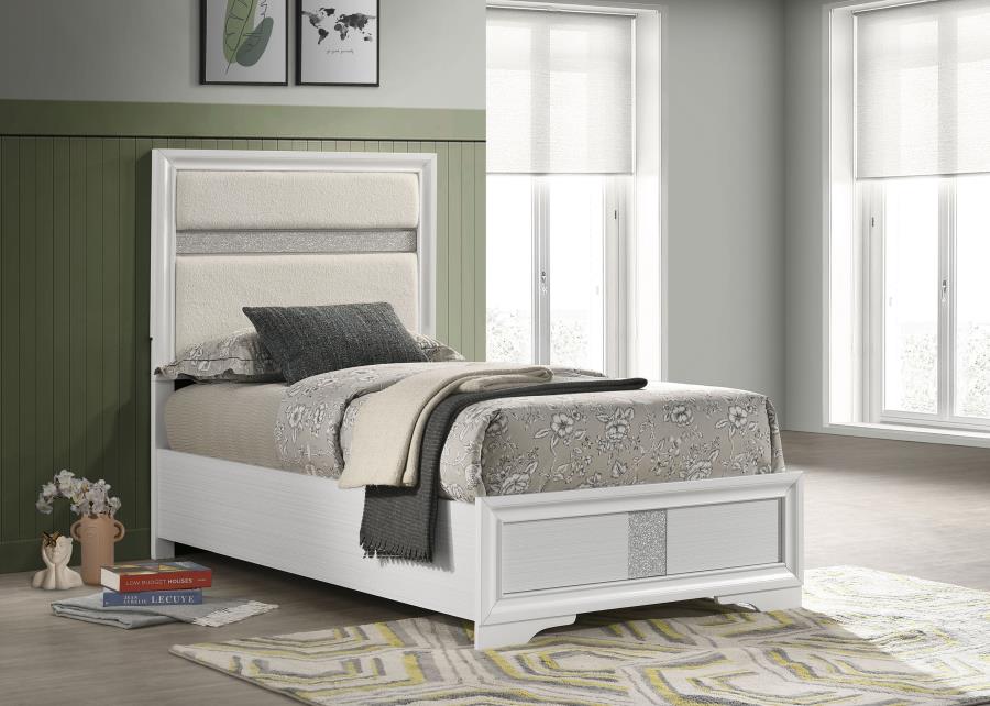 Miranda 54-inch Upholstered Twin Panel Bed White-zoom-2