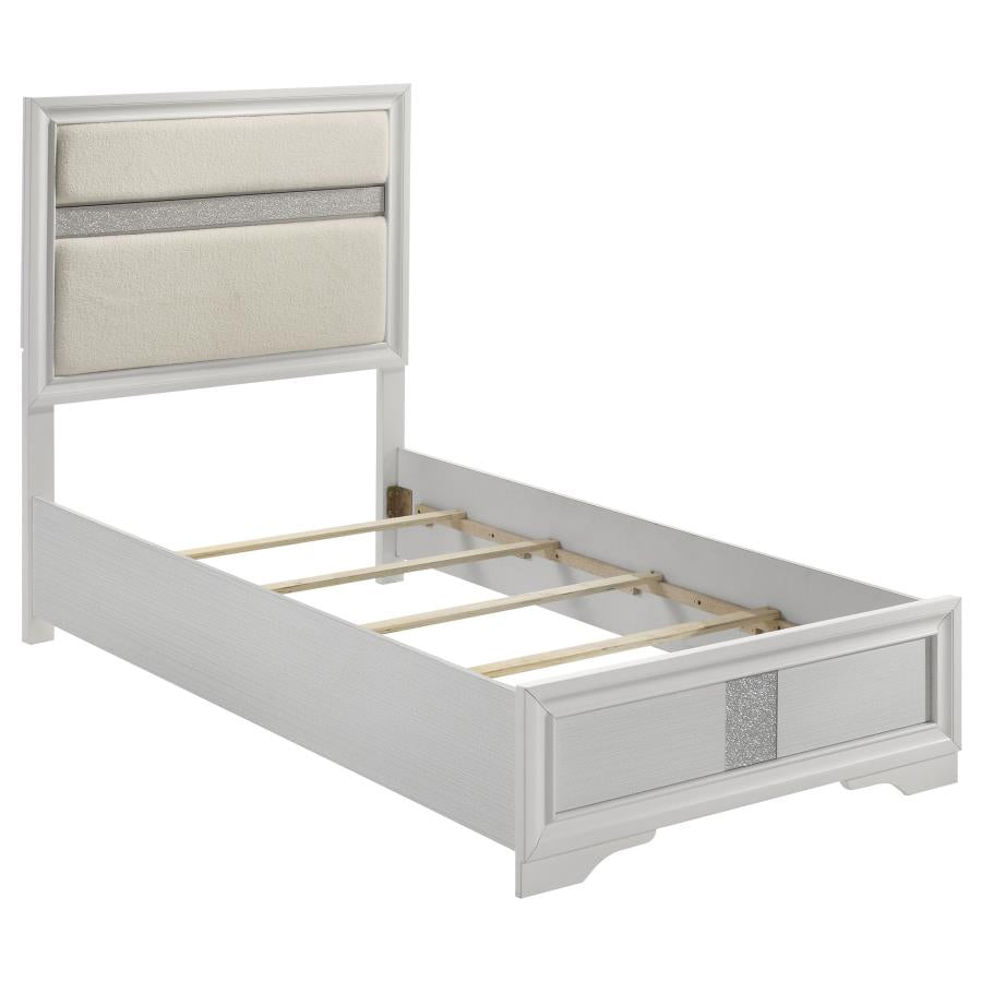 Miranda 54-inch Upholstered Twin Panel Bed White-1
