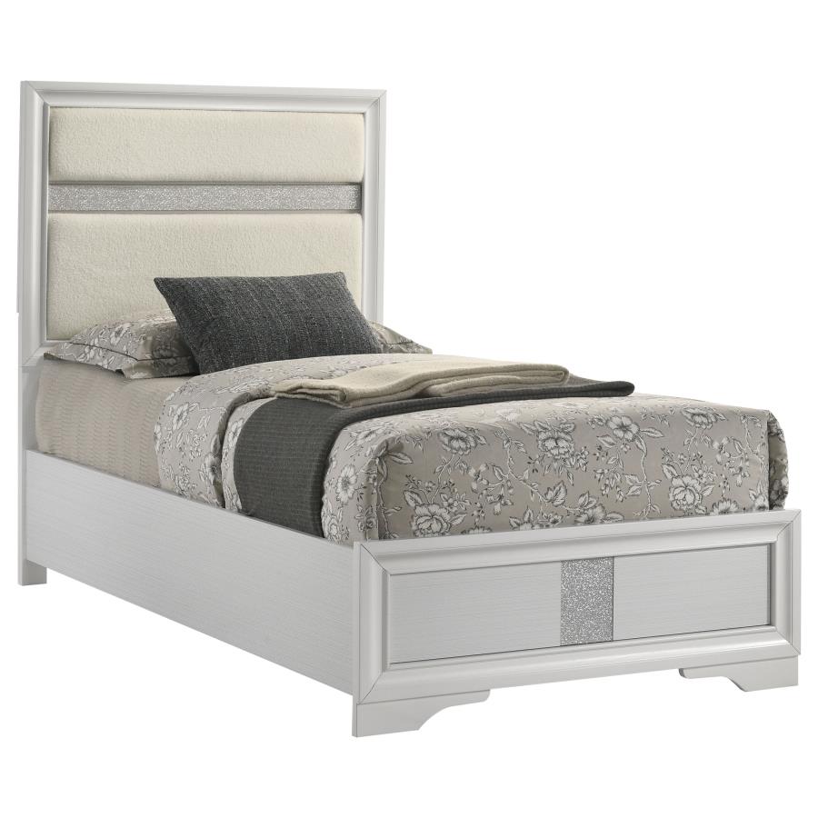 Miranda 54-inch Upholstered Twin Panel Bed White-3