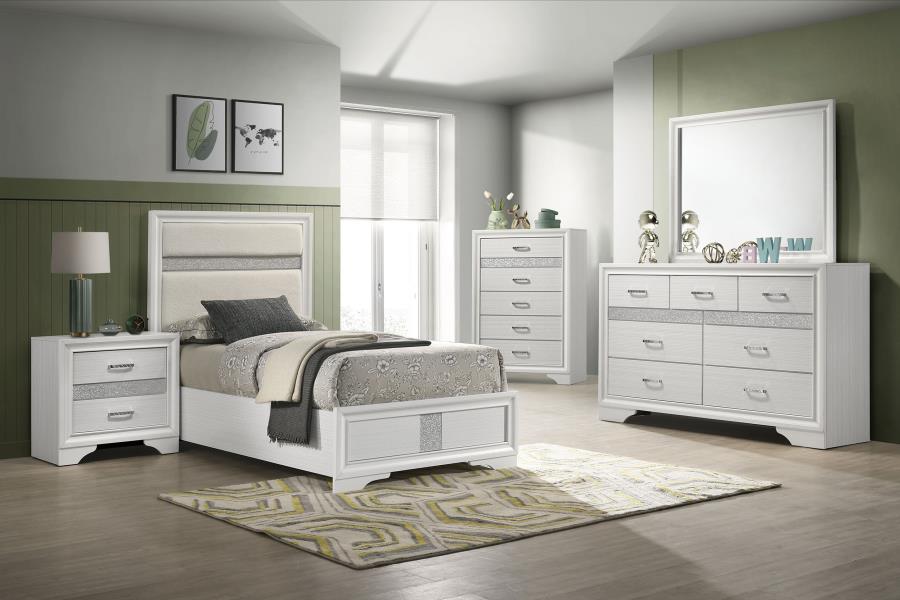 Miranda 54-inch Upholstered Twin Panel Bed White-zoom-10