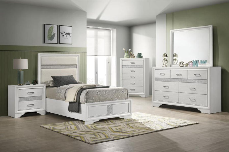 Miranda 54-inch Upholstered Twin Panel Bed White-zoom-