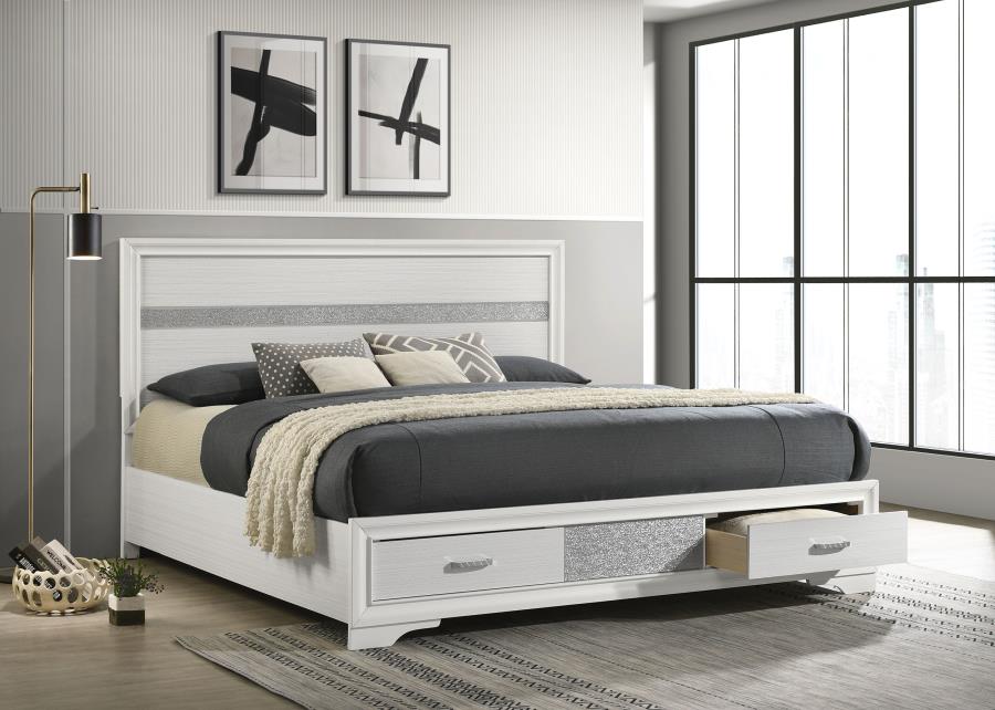 Miranda 51-inch Wood Eastern King Storage Panel Bed White-zoom-2