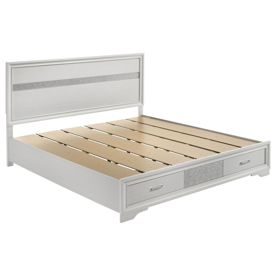 Miranda 51-inch Wood Eastern King Storage Panel Bed White-zoom-1