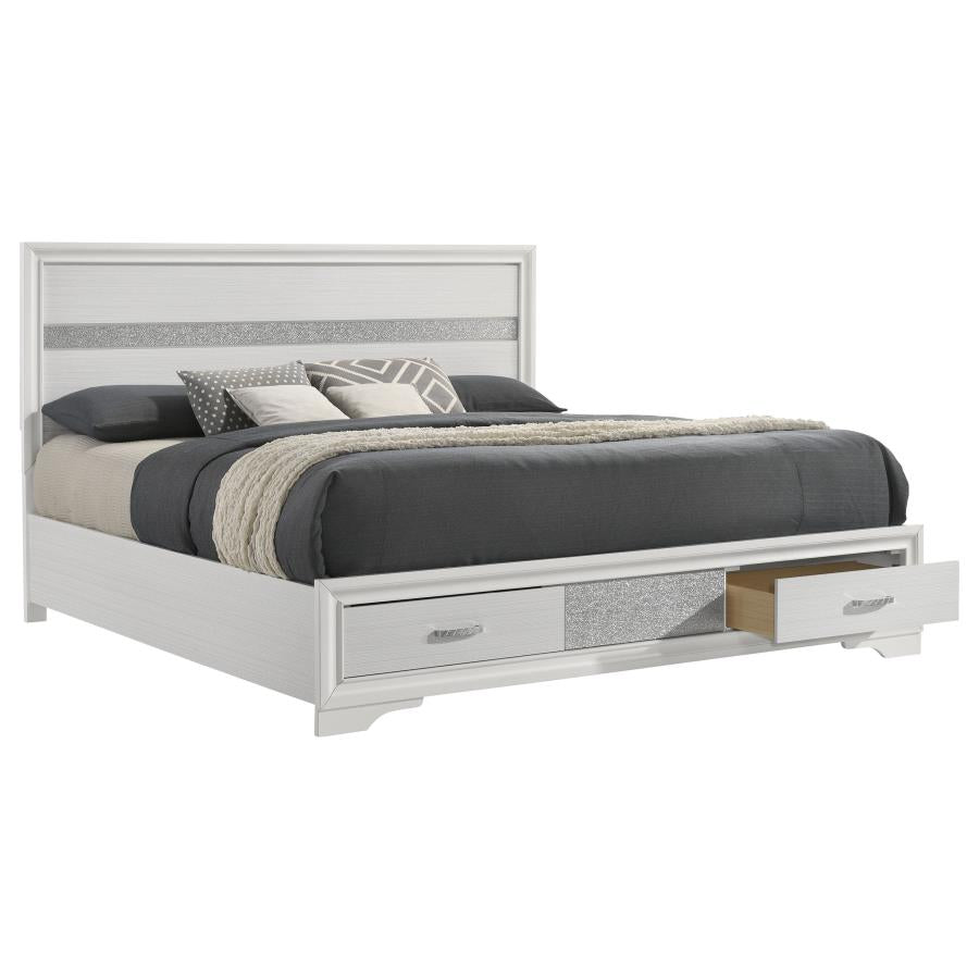 Miranda 51-inch Wood Eastern King Storage Panel Bed White-3