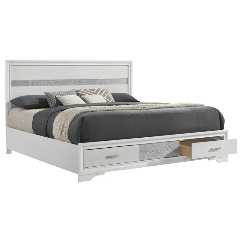 Miranda 51-inch Wood Eastern King Storage Panel Bed White-zoom-