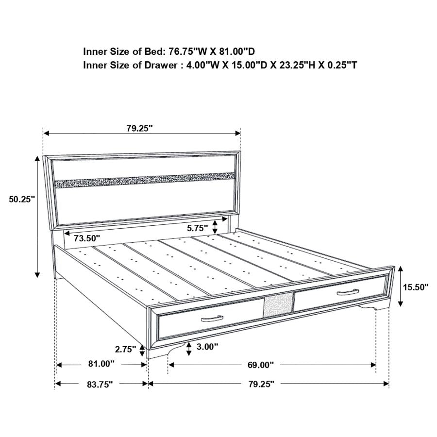 Miranda 51-inch Wood Eastern King Storage Panel Bed White-8