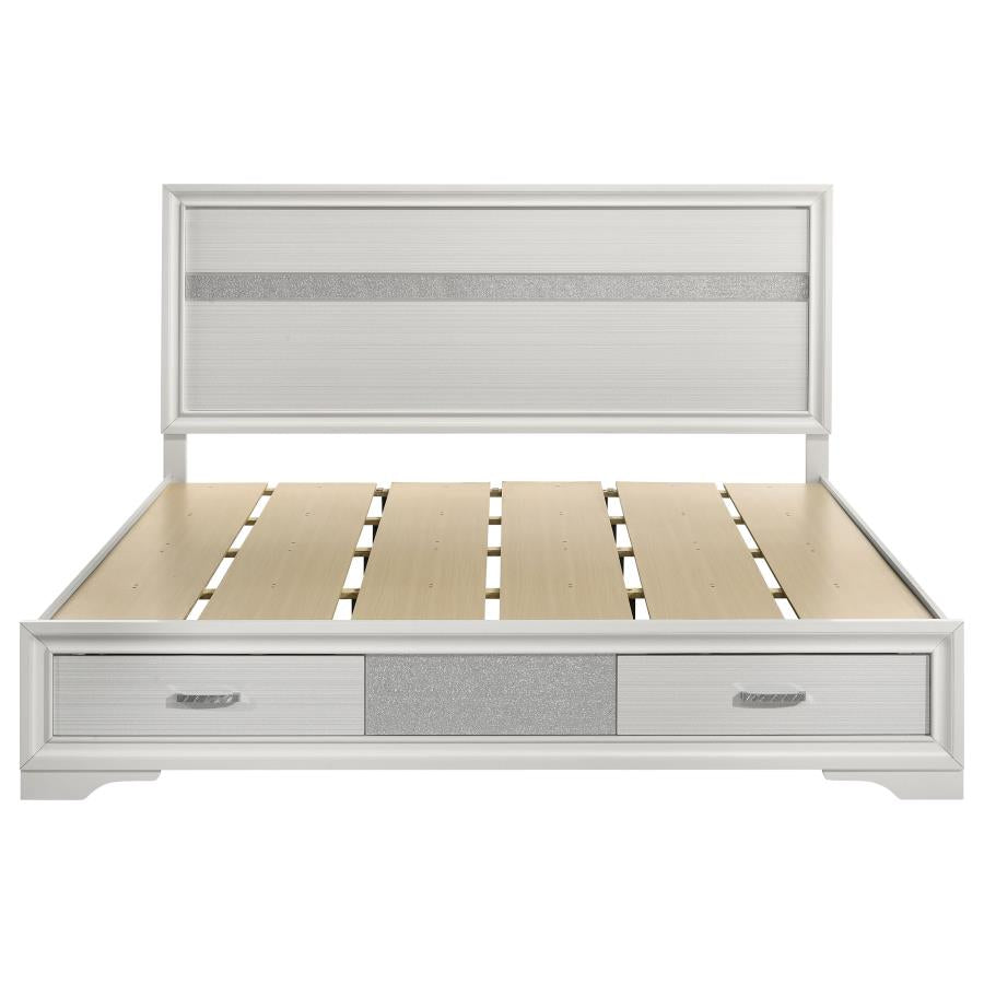 Miranda 51-inch Wood California King Storage Panel Bed White-4