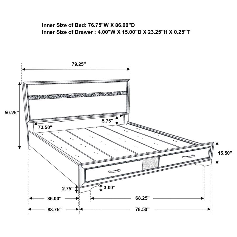 Miranda 51-inch Wood California King Storage Panel Bed White-zoom-8