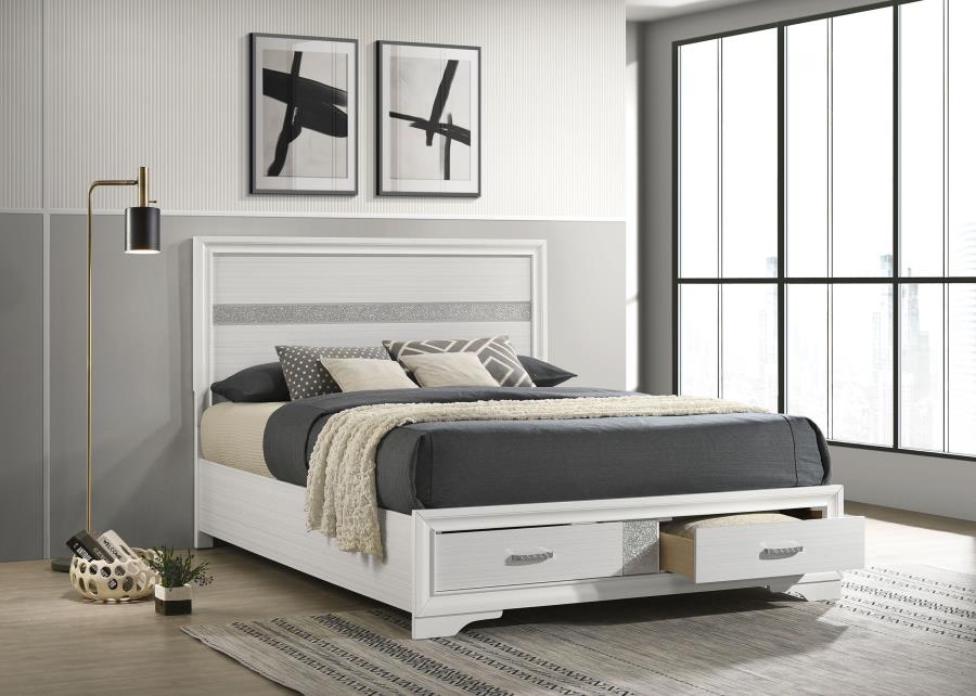Miranda 51-inch Wood Queen Storage Panel Bed White-zoom-2
