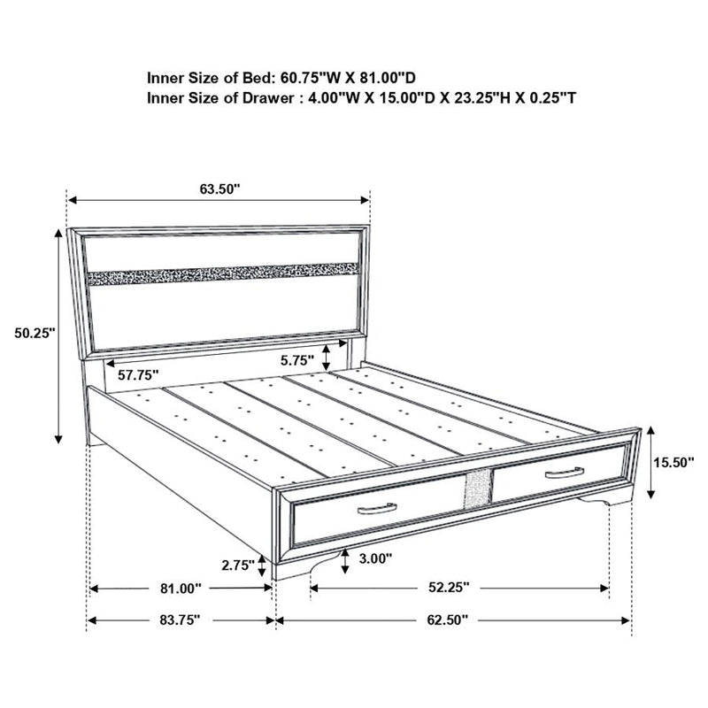 Miranda 51-inch Wood Queen Storage Panel Bed White-zoom-