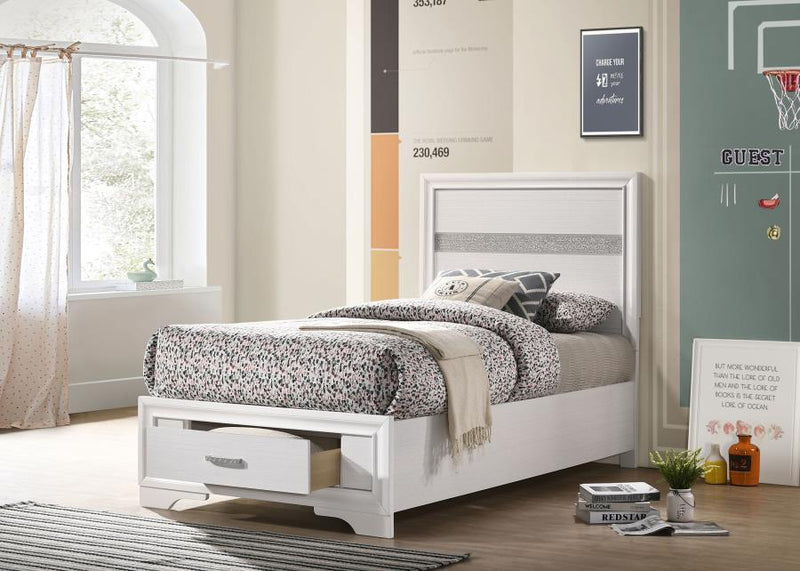 Miranda 51-inch Wood Twin Storage Panel Bed White-zoom-