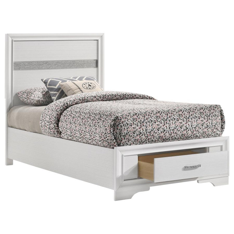 Miranda 51-inch Wood Twin Storage Panel Bed White-zoom-