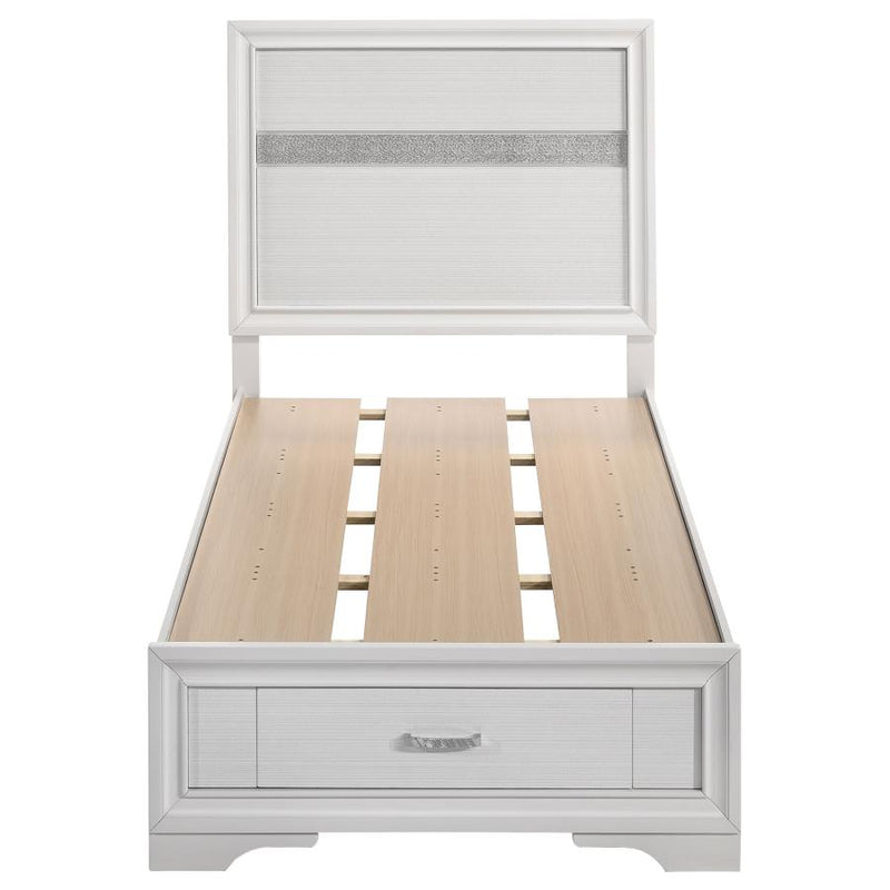 Miranda 51-inch Wood Twin Storage Panel Bed White-zoom-