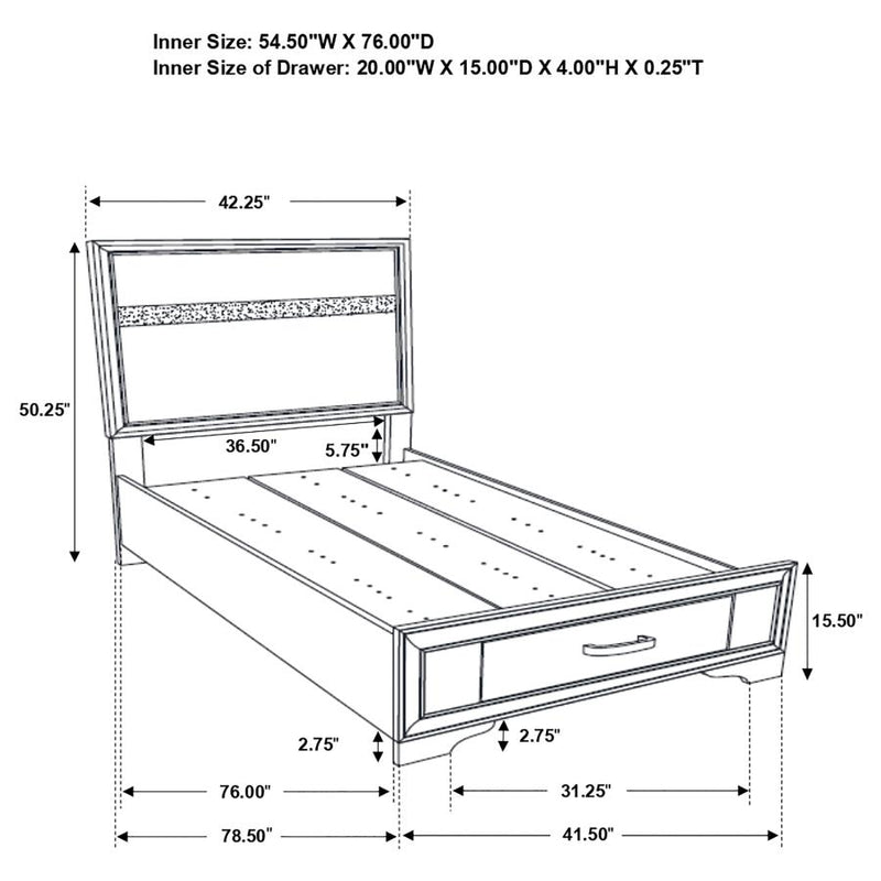 Miranda 51-inch Wood Twin Storage Panel Bed White-zoom-