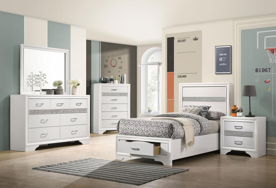 Miranda 51-inch Wood Twin Storage Panel Bed White-12