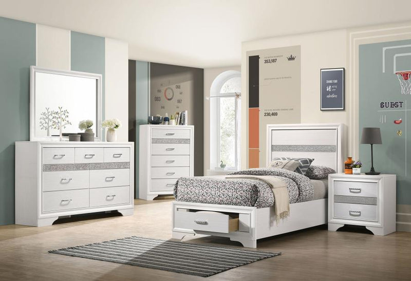 Miranda 51-inch Wood Twin Storage Panel Bed White-zoom-