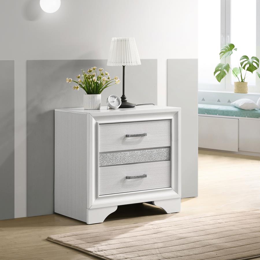 Miranda 3-drawer Nightstand Bedside Table White-zoom-2