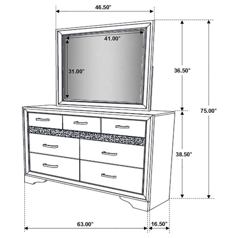 Miranda 7-drawer Dresser with Mirror White-zoom-