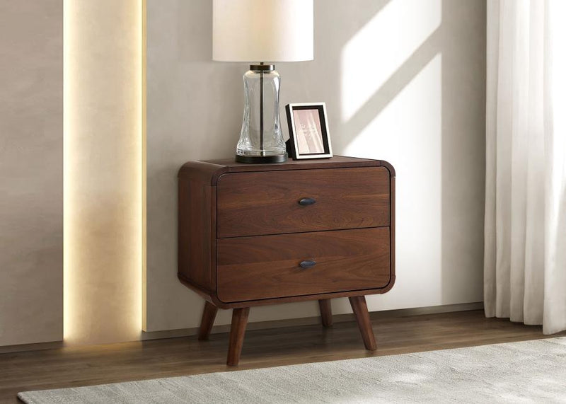 Robyn 2-drawer Nightstand Bedside Table Dark Walnut-zoom-
