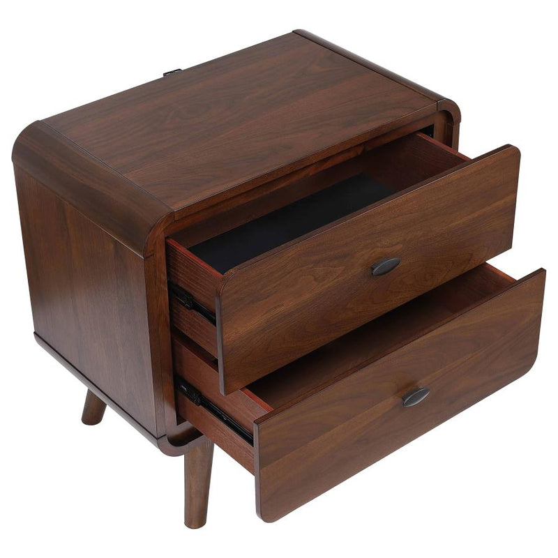 Robyn 2-drawer Nightstand Bedside Table Dark Walnut-zoom-