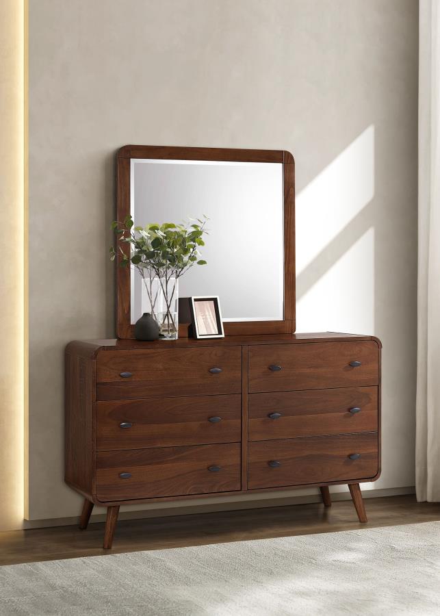 Robyn 6-drawer Dresser with Mirror Dark Walnut-zoom-