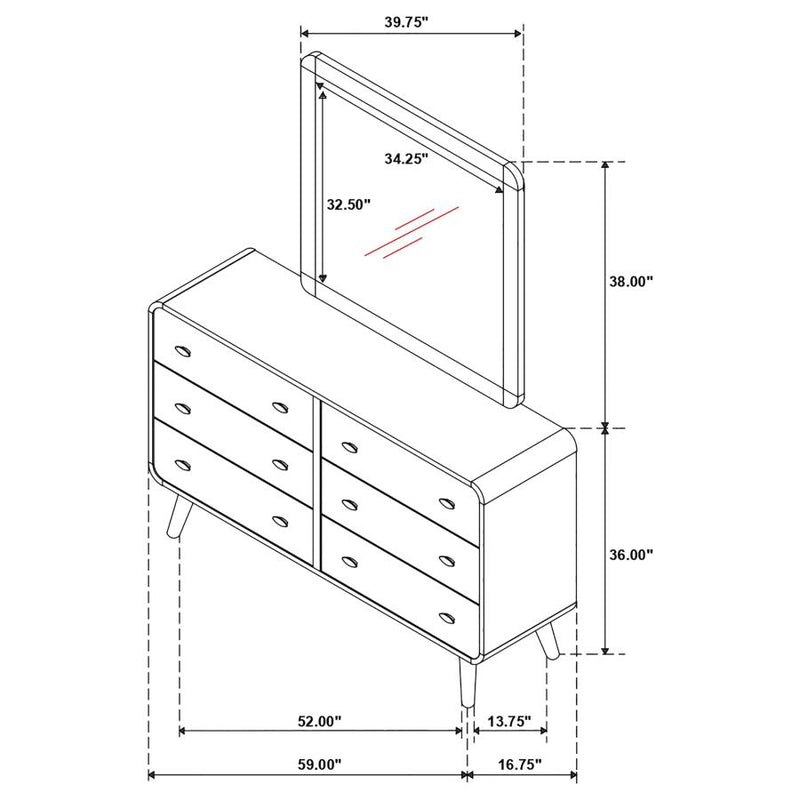 Robyn 6-drawer Dresser with Mirror Dark Walnut-zoom-