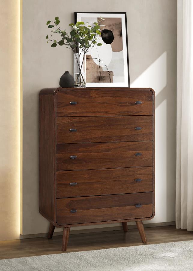 Robyn 5-drawer Bedroom Chest of Drawers Dark Walnut-zoom-