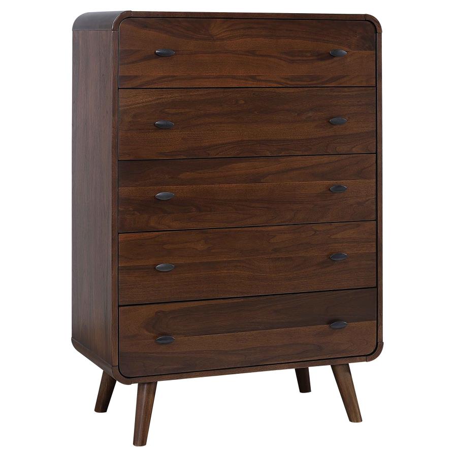 Robyn 5-drawer Bedroom Chest of Drawers Dark Walnut-1