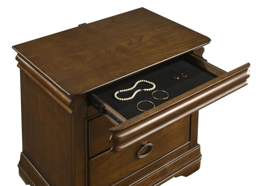 Garland 3-drawer Nightstand Bedside Table Brown Cherry-12