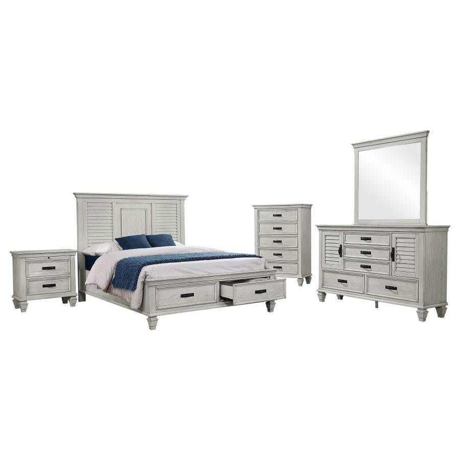 Franco 5-piece Eastern King Bedroom Set Distressed White-zoom-2