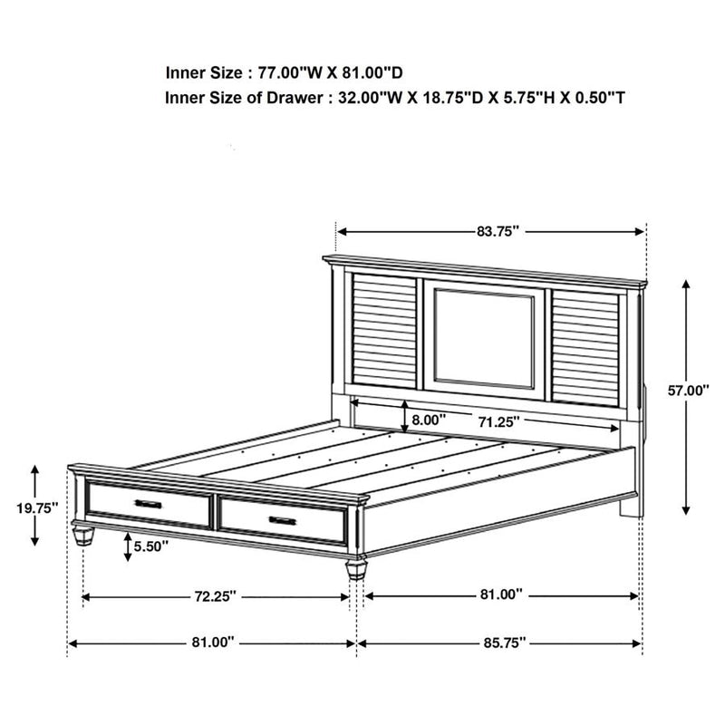 Franco Wood Eastern King Storage Panel Bed Distressed White-zoom-