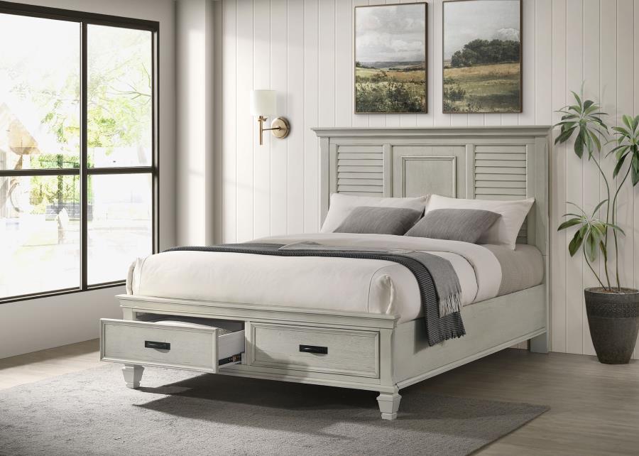 Franco Wood Queen Storage Panel Bed Distressed White-zoom-2
