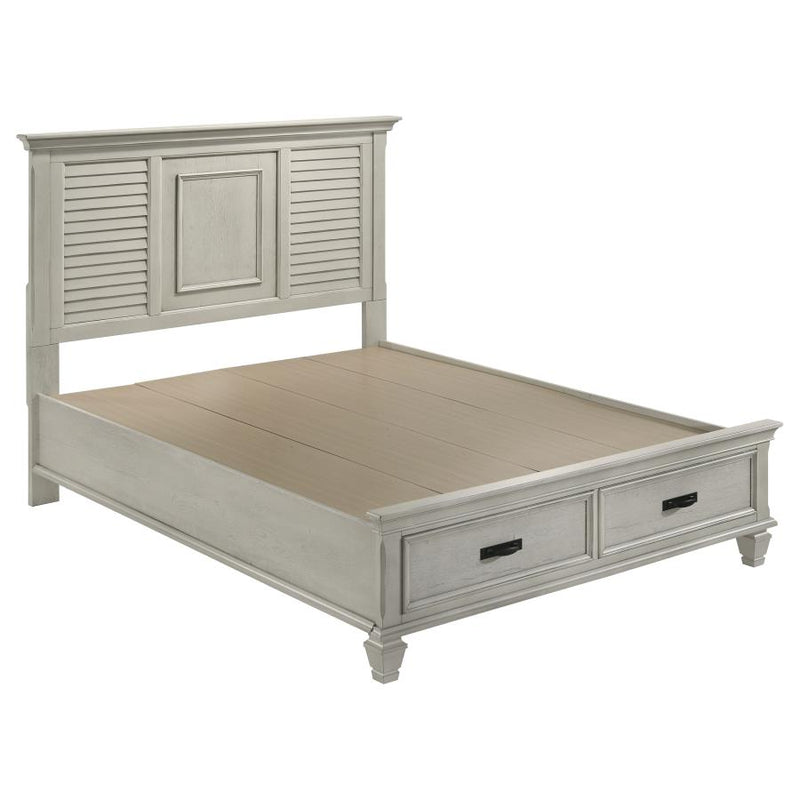 Franco Wood Queen Storage Panel Bed Distressed White-zoom-