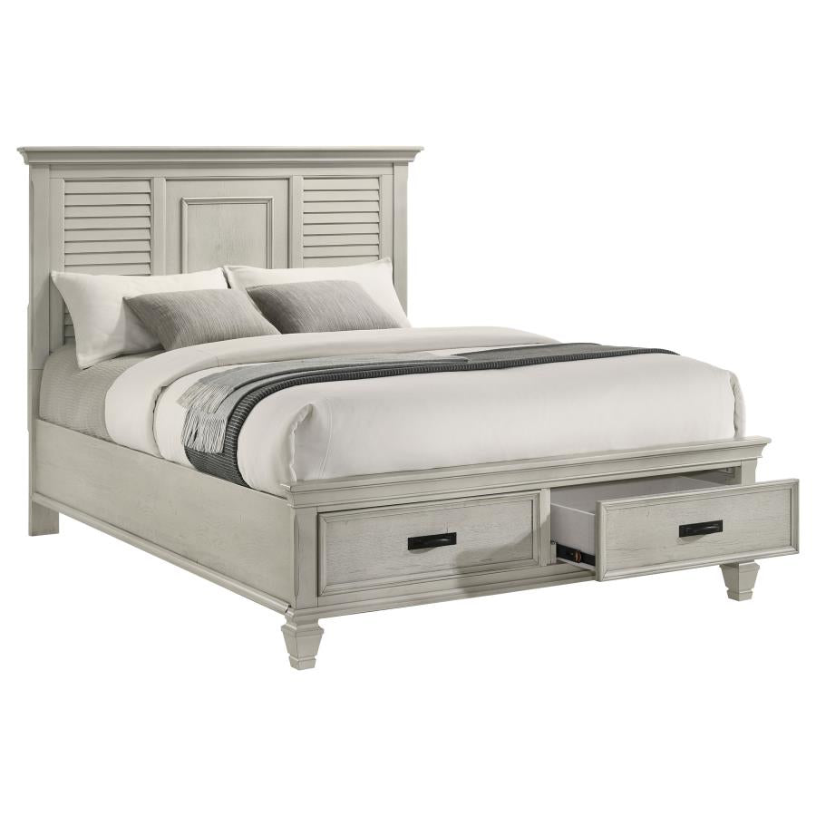 Franco Wood Queen Storage Panel Bed Distressed White-zoom-3